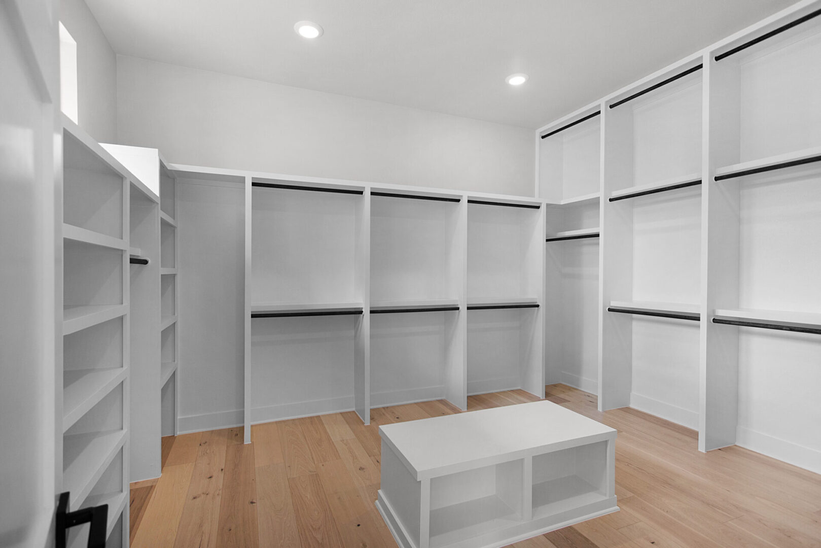 KCE HOMES, Custom closet, closet with bench, large master closet